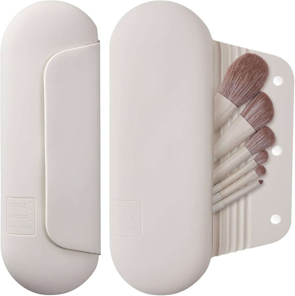 Silicone Makeup Brush Holder Travel Cosmetic Bag：Soft Portable Cosmetic Face Brushes Holder wit... | Amazon (US)