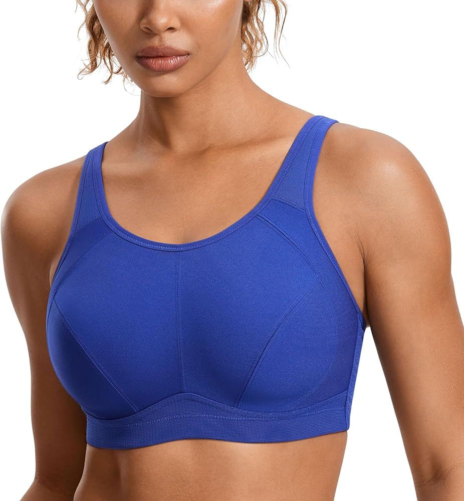 SYROKAN Plus Size Sports Bras for Women High Support Full Coverage High Neck No Padded Wireless B... | Amazon (US)