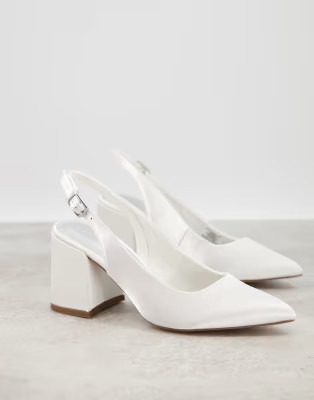ASOS DESIGN Sammy slingback mid heels in ivory | ASOS (Global)