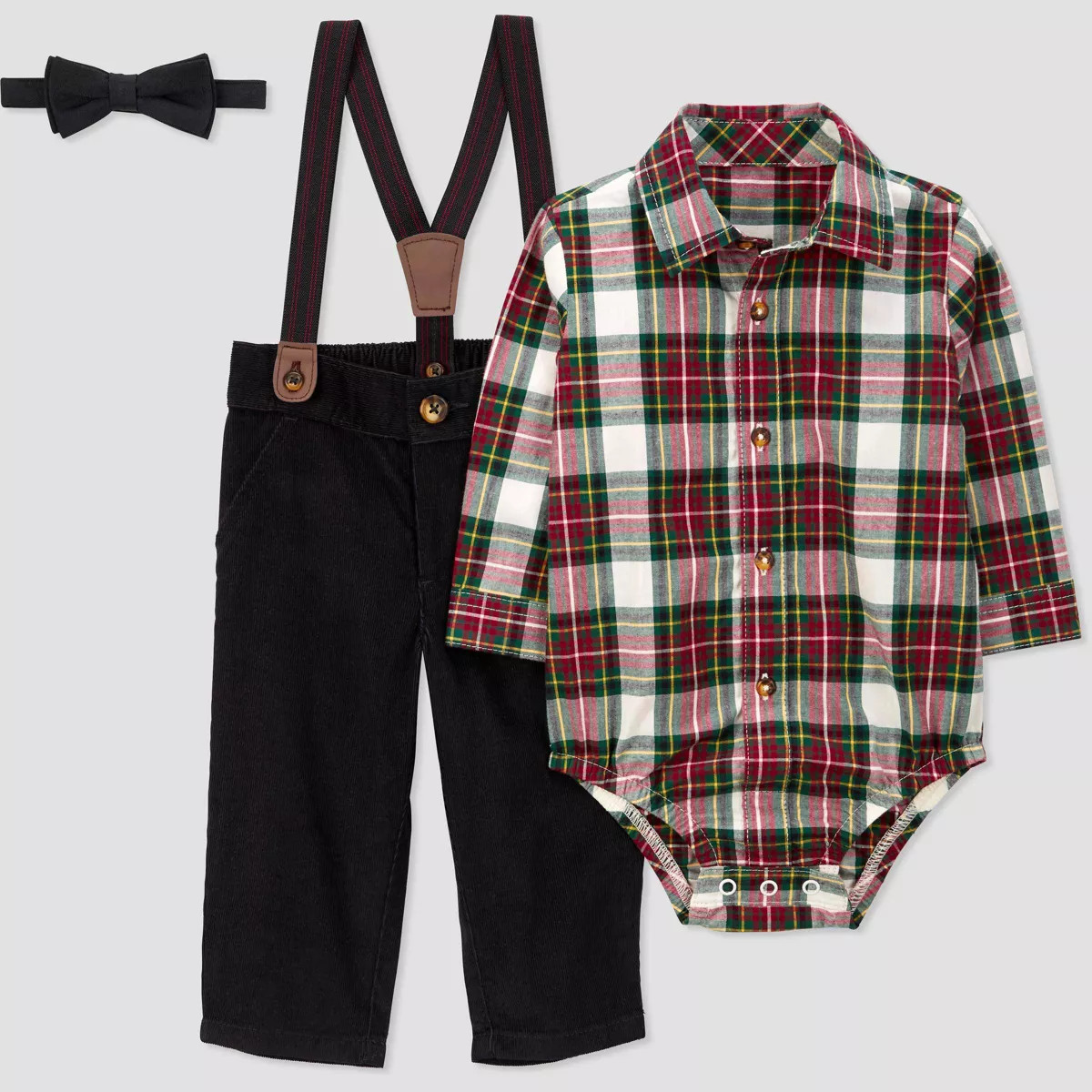 Carter's Just One You®️ Baby Boys' Plaid Suspender 3pc Top & Bottom Set - Red/White 18M | Target