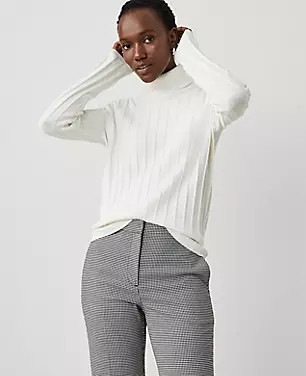 Mock Neck Ribbed Sweater | Ann Taylor (US)