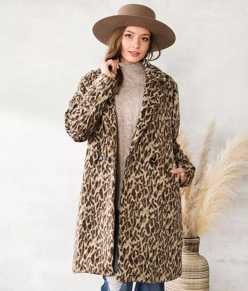 A. Peach Cheetah Print Duster Jacket | Buckle