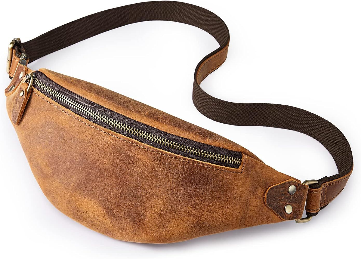 Amazon.com: Prospo Genuine Leather Fanny Pack for Women Men Crossbody Small Belt Bag Slim Waist P... | Amazon (US)