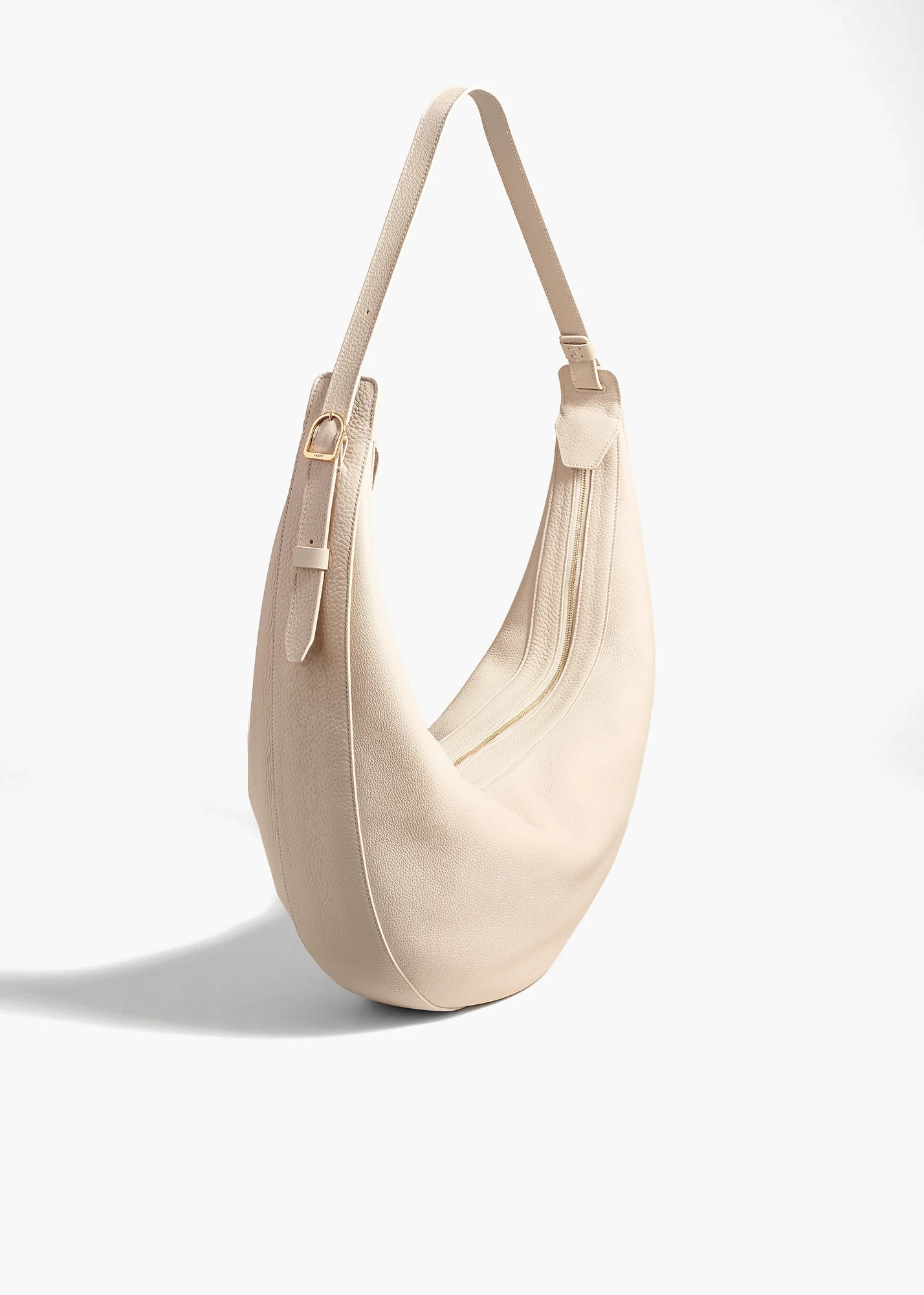Augustina Hobo in Dark Ivory Pebbled Leather | Khaite