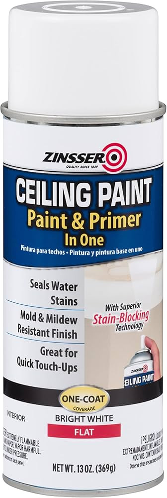 Zinsser Ceiling Acrylic Paint & Primer in One, 13 oz, Flat White | Amazon (US)