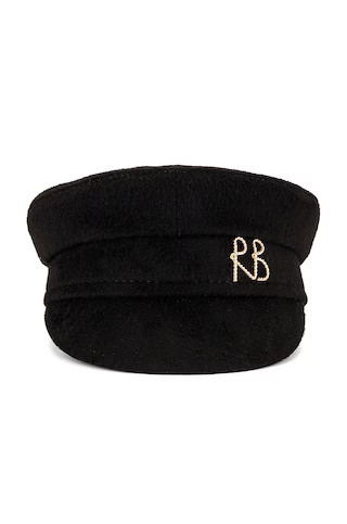 Monogram Embellished Baker Boy Cap in Black | Revolve Clothing (Global)
