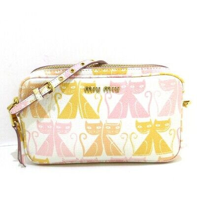 Auth miumiu 5NF011 White Pink Orange Leather Women Shoulder Bag | eBay US