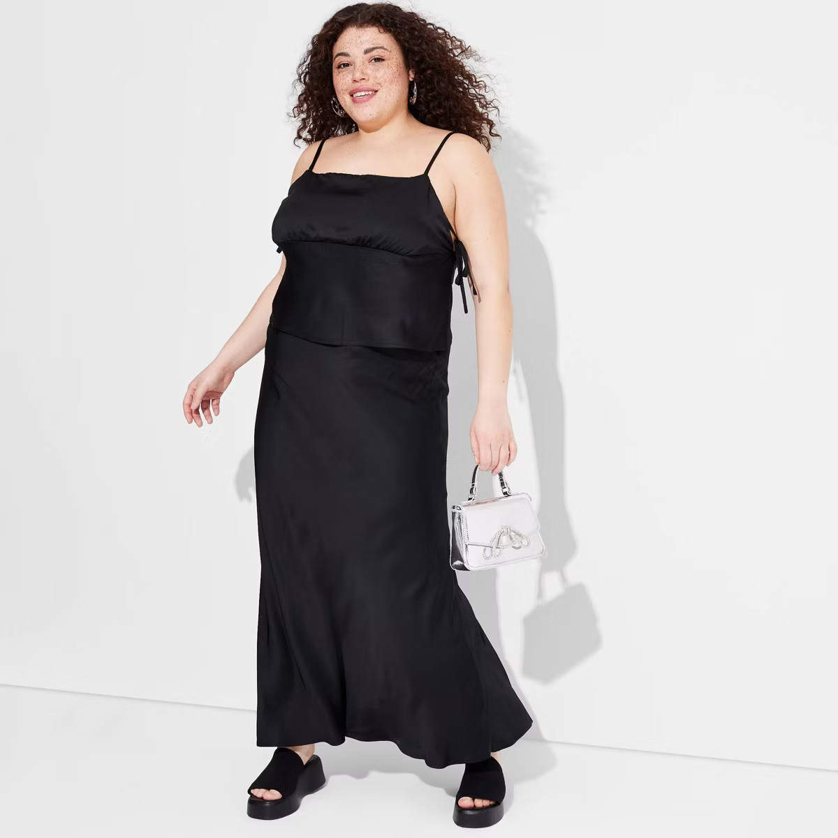 Women's Satin Trumpet Maxi Skirt - Wild Fable™ Black XXS | Target