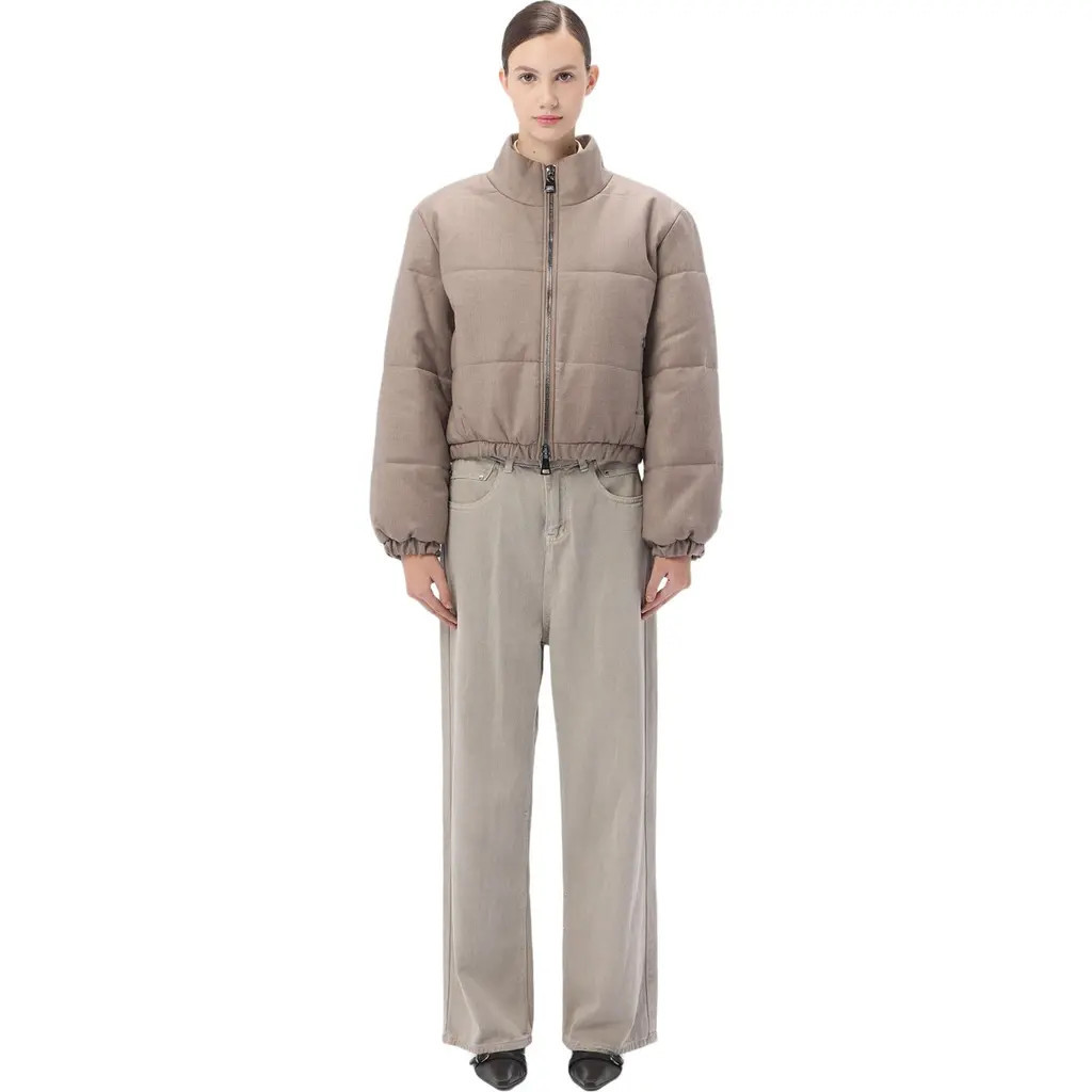 GOBI Mongolian Cashmere Cropped High-Neck Cashmere Jacket in Taupe at Nordstrom, Size X-Large | Nordstrom