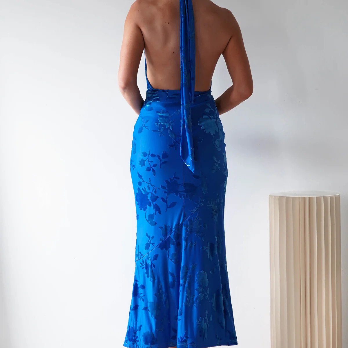 Tara Floral Jacquard Maxi Dress | Royal Blue | Oh Hello Clothing
