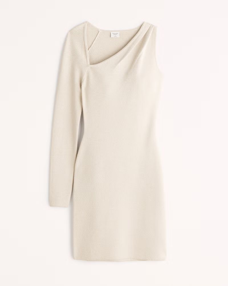 Long-Sleeve One-Shoulder Mini Sweater Dress | Abercrombie & Fitch (US)