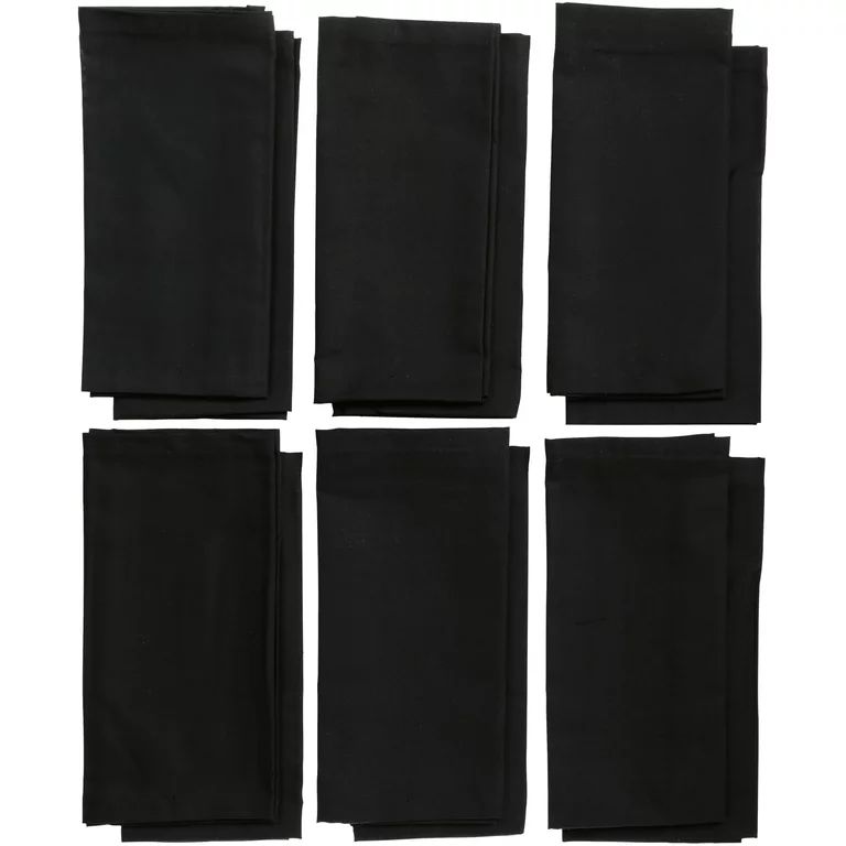 Mainstays Easy Care Fabric Napkin, Rich Black, Set of 12 | Walmart (US)