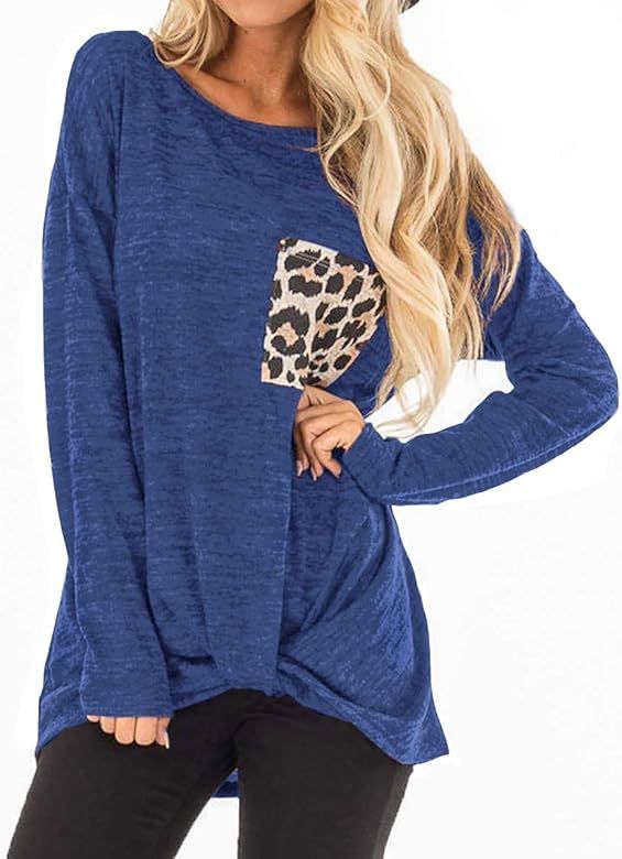 Womens Casual Tunic Tops Twist Knot Pullover Sweatshirts | Amazon (US)