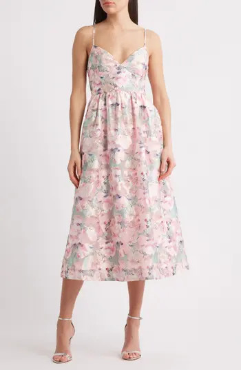 Lulus Alice Bow Back Sleeveless Midi Dress in Pink Floral at Nordstrom Rack, Size Large | Nordstrom Rack