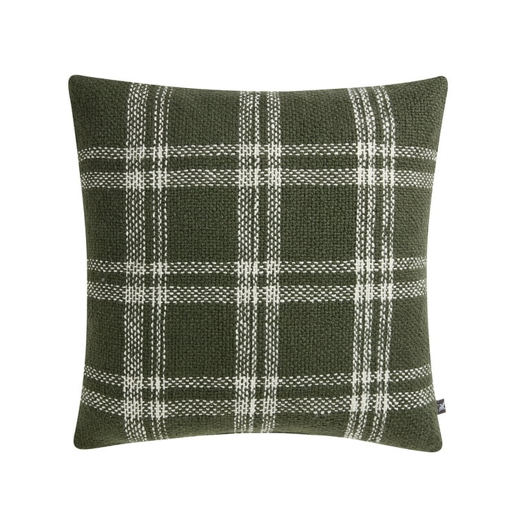 My Texas House Emerson 20" x 20" Green Plaid Reversible Decorative Pillow | Walmart (US)