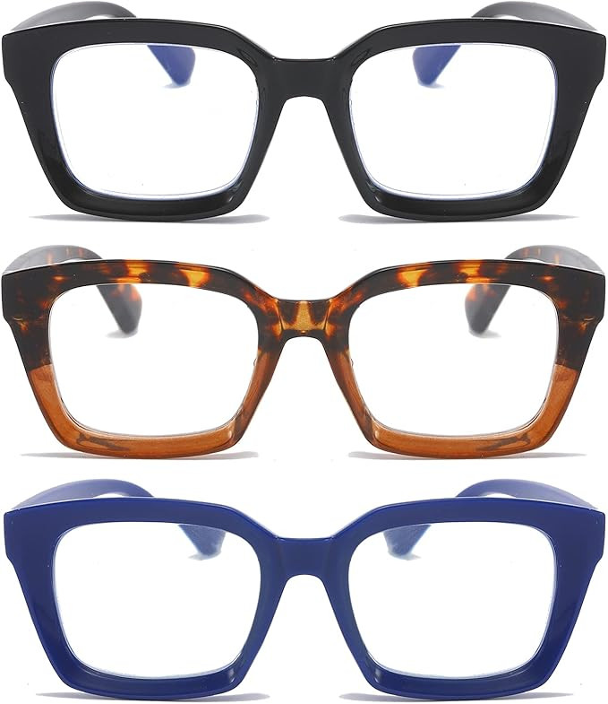 DXYXYO Reading Glasses 0.50 Women Blue Light Blocking Men Square Computer Readers 3 Pack Fashion ... | Amazon (US)