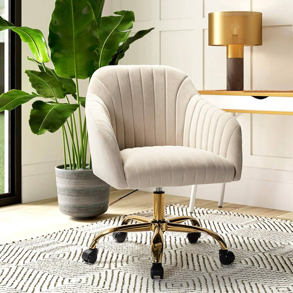 HULALA HOME Velvet Home Office Desk Chair, Modern Cute Computer Task Chair, Wheels Swivel Height ... | Amazon (US)