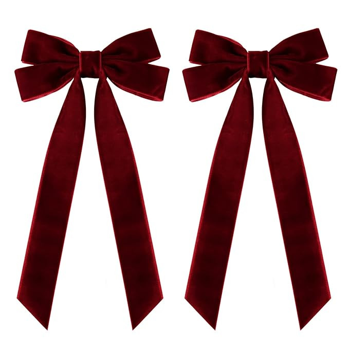 2PCS Velvet Hair Bows Red Hair Ribbon Clips Big Fall Alligator Clips Hair Accessories for Women G... | Amazon (US)