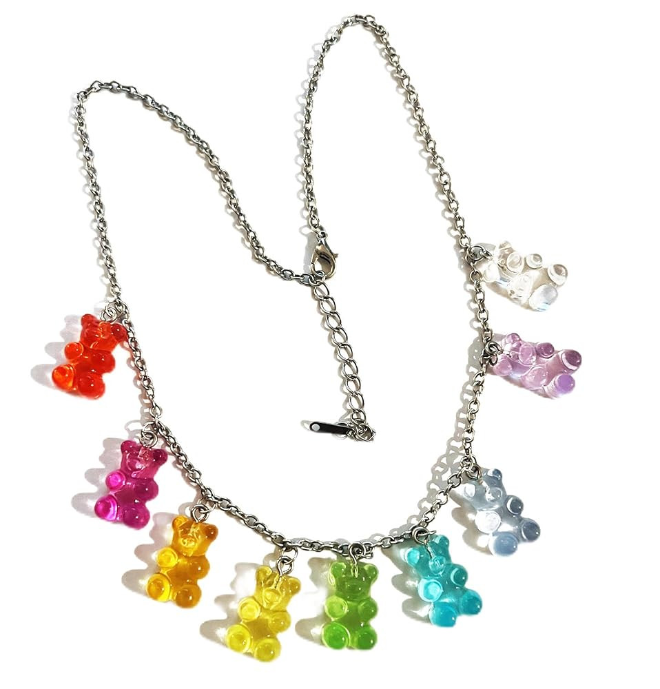 Y2K Gen Z Rainbow Gummy Bear Bead Necklace (9 colors) | Amazon (US)