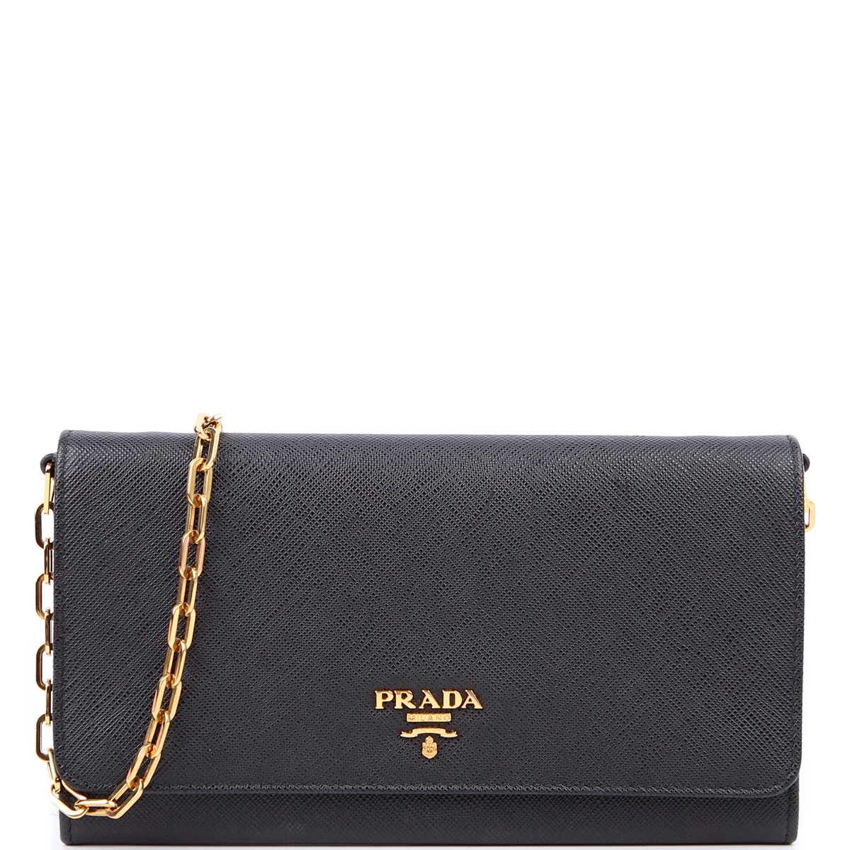 Saffiano Lux Mini Chain Bag Black | Keeks Designer Handbags