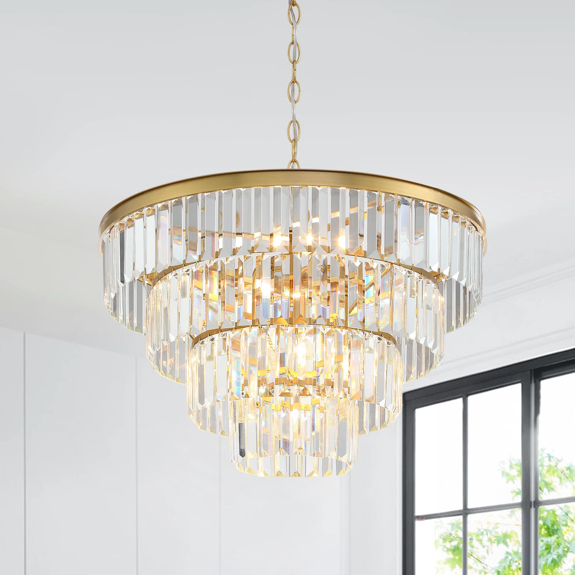 Niyat D23" Gold 6 - Light Dimmable Crystal Tiered Chandelier | Wayfair | Wayfair North America