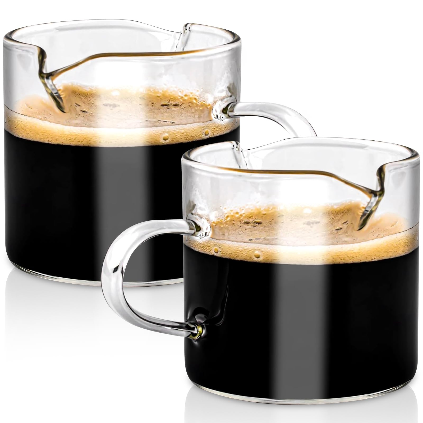 2 Pcs Espresso Cups,4 Oz Espresso Shot Glass,Double Spouts Coffee Cups with Handle,Espresso Acces... | Amazon (US)