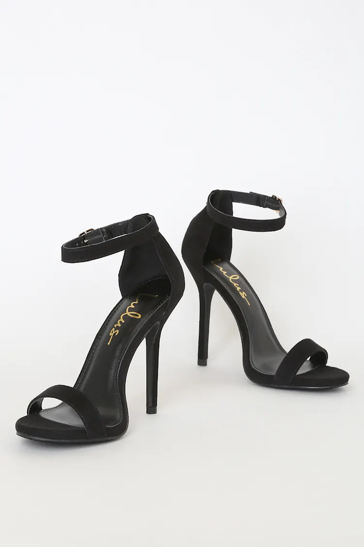 Elsi Black Single Strap Heels | Lulus