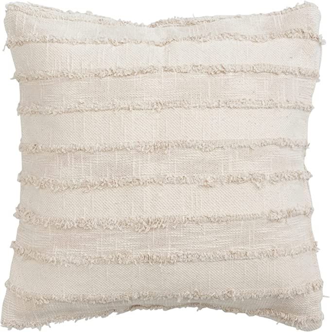 Creative Co-Op Woven Cotton Striped, Beige Pillow Covers, 20" L x 20" W x 0" H, Multicolor | Amazon (US)