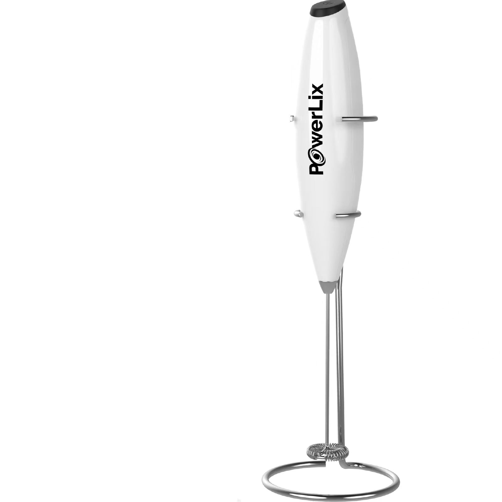 PowerLix Powerful Handheld Milk Frother With Stand Battery Operated Foam Maker Frother Wand For Coffee (A Black) (Snow White) | Amazon (US)