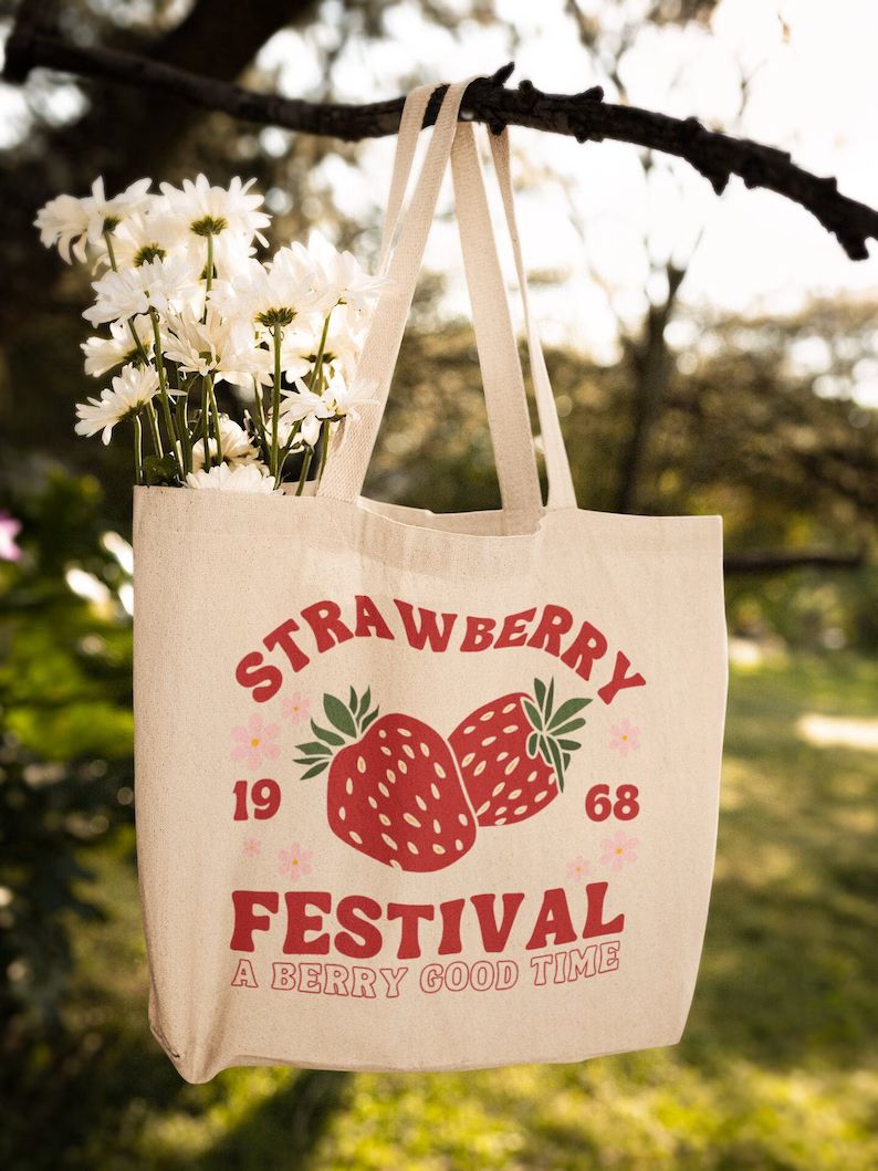 Strawberry Tote Bag Cute Tote Bag Strawberry Bag Plant Tote Aesthetic Bag Market Bag Tote Bag Pat... | Etsy (CAD)