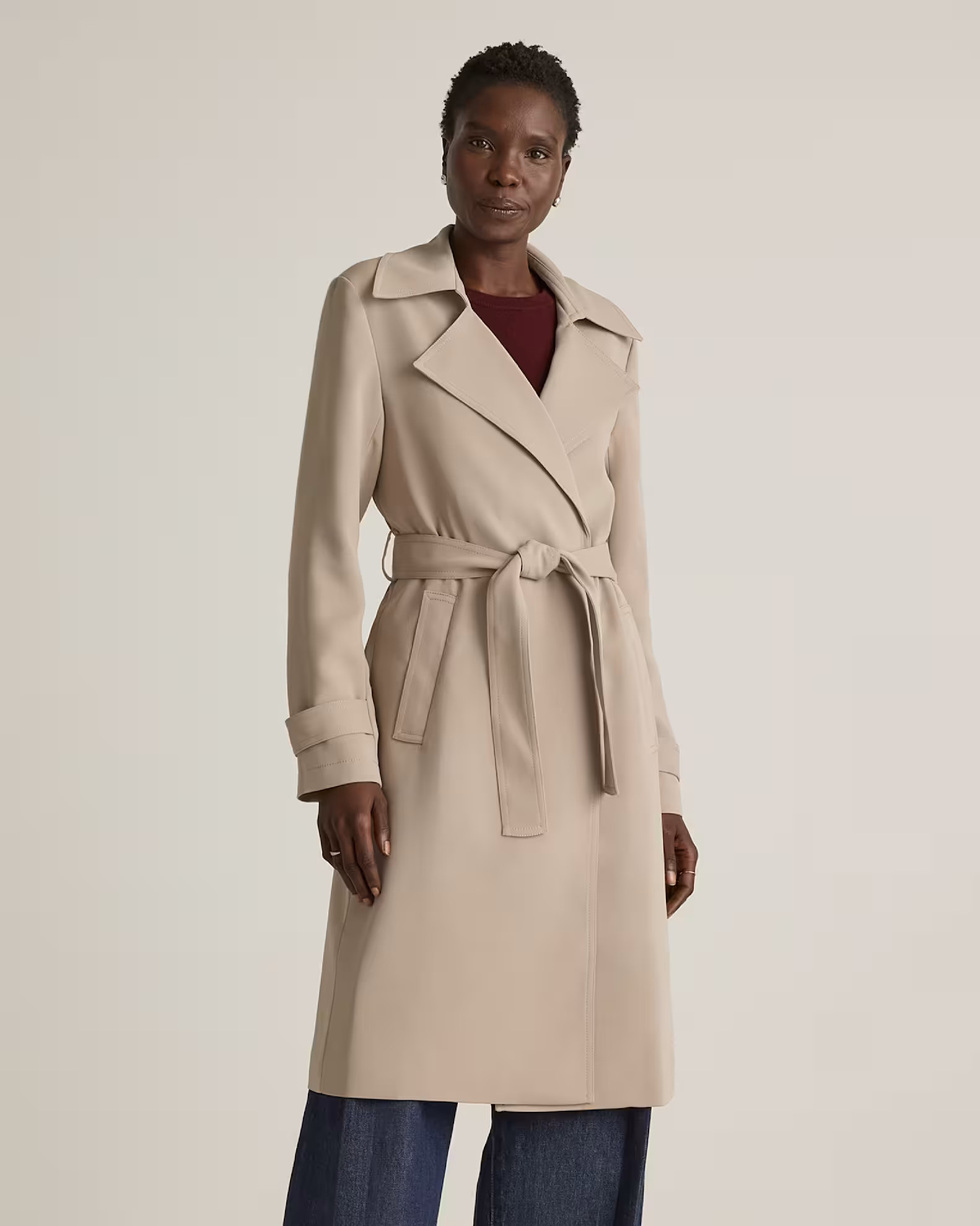 Stretch Crepe Trench Coat in Morel | Quince