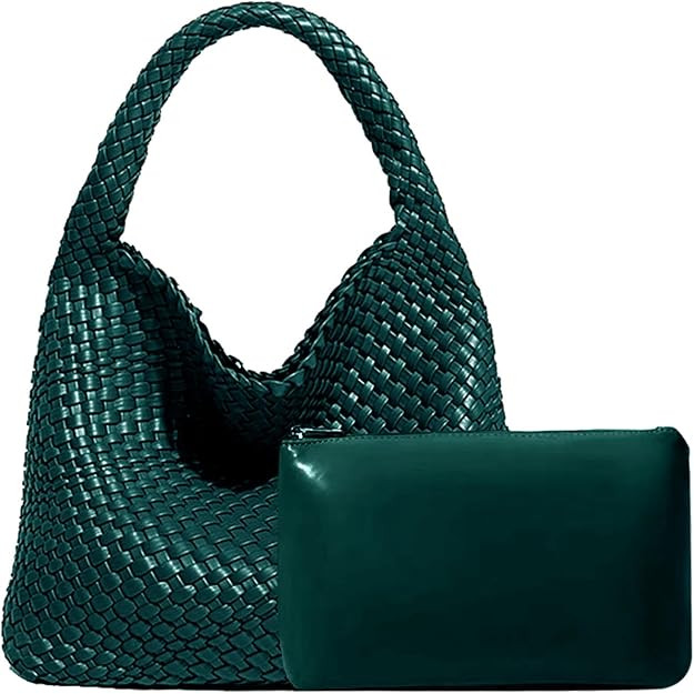 Women Vegan Leather Hand-Woven Tote Handbag Fashion Shoulder Top-handle Bag All-Match Underarm Ba... | Amazon (US)