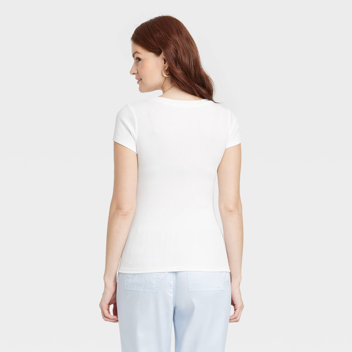Women's Slim Fit Short Sleeve Ribbed Scoop Neck T-Shirt - A New Day™ | Target
