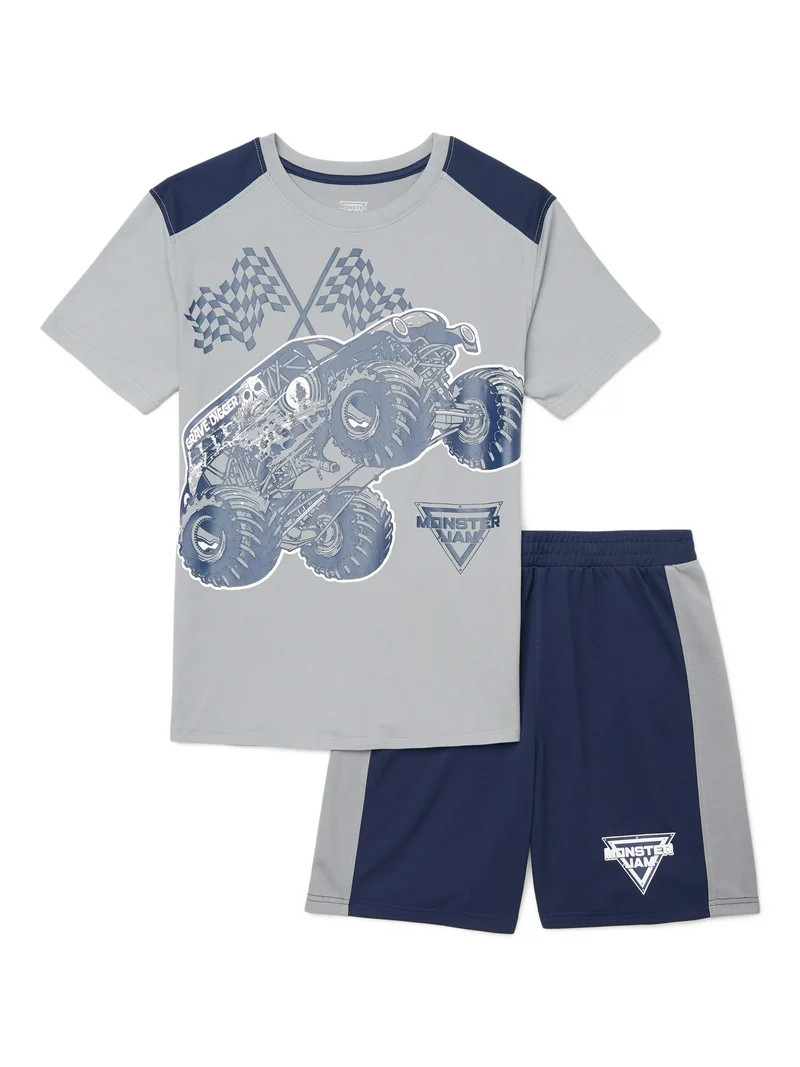 Monster Jam Boys Graphic Active T-Shirt and Mesh Shorts Set, 2-Piece, Sizes 4-12 | Walmart (US)