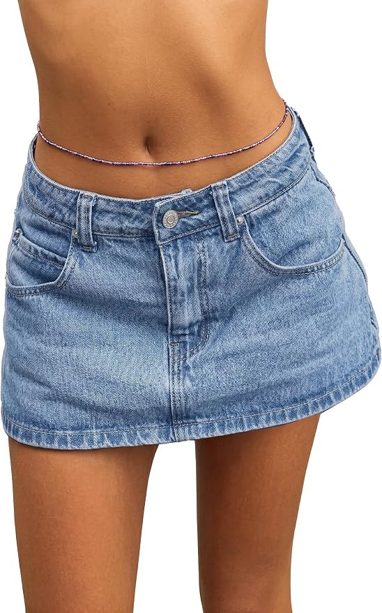 EMMIOL Women Denim Skort Skirt Stretchy Mid Waist Y2K Sexy Mini Skirts | Dressy Casual Jean Skort... | Amazon (US)