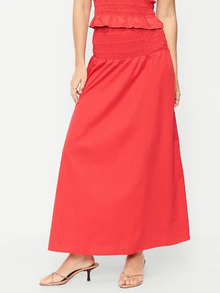 Twill Smocked-Waist Maxi Skirt | Old Navy (US)