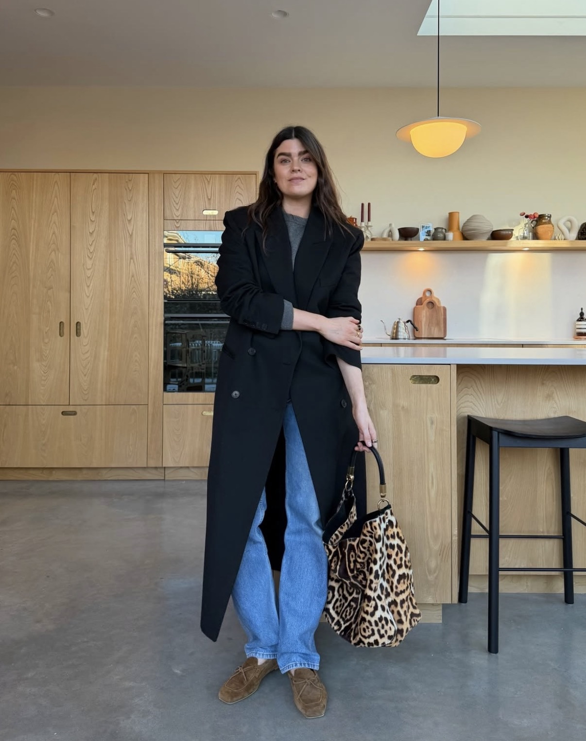 Everyday smart casual winter outfit, styling grey knit and blue denim with a long tailored black coat

#LTKwinter #LTKstyletip