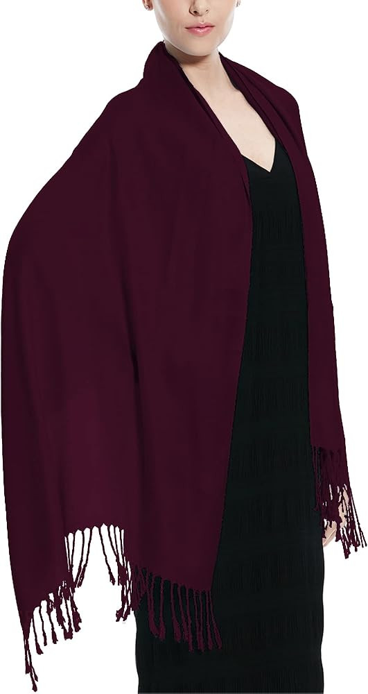 Glory Max Women Large Soft Silky Pashmina Shawl Wrap Scarf in Plain Solid Colors | Amazon (US)