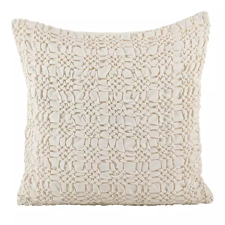 Ivory Smocked Textured Decorative Throw Pillow | Kirkland's Home