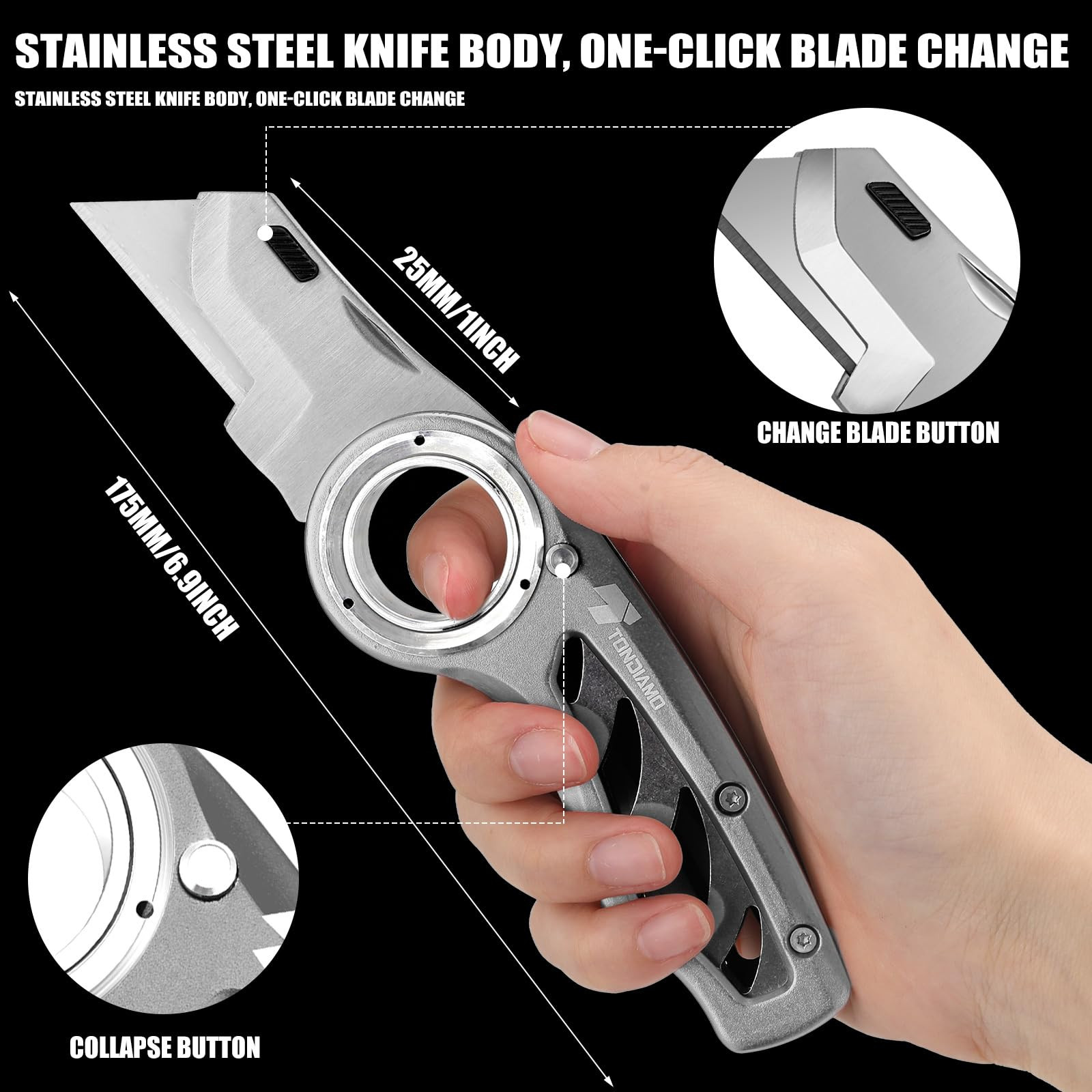Tondiamo 2 Pcs Folding Pocket Utility Knife Heavy Duty Box Cutter Folding Razor Knife with Anti S... | Amazon (US)