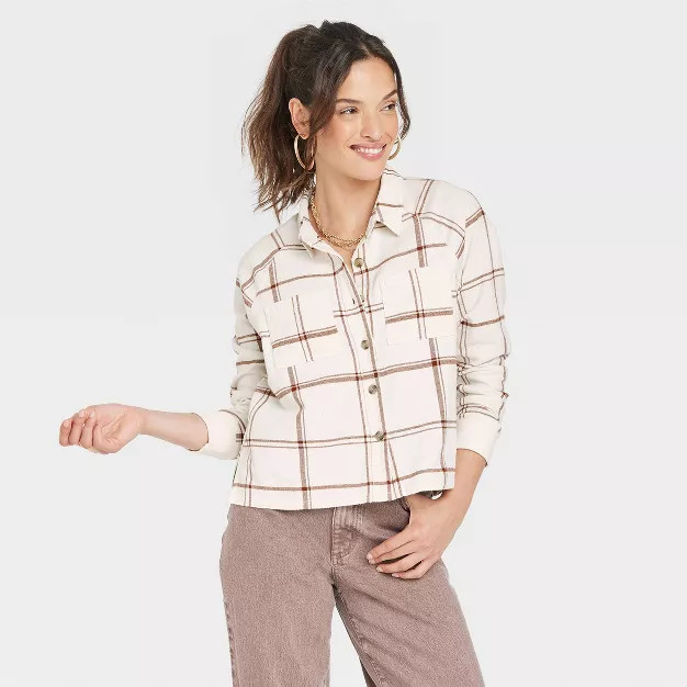Women's Long Sleeve Flannel Button-Down Shirt - Universal Thread™ Plaid | Target