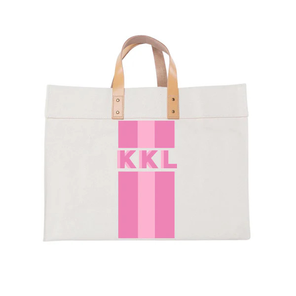 Striped Monogram Weekender | Sprinkled With Pink