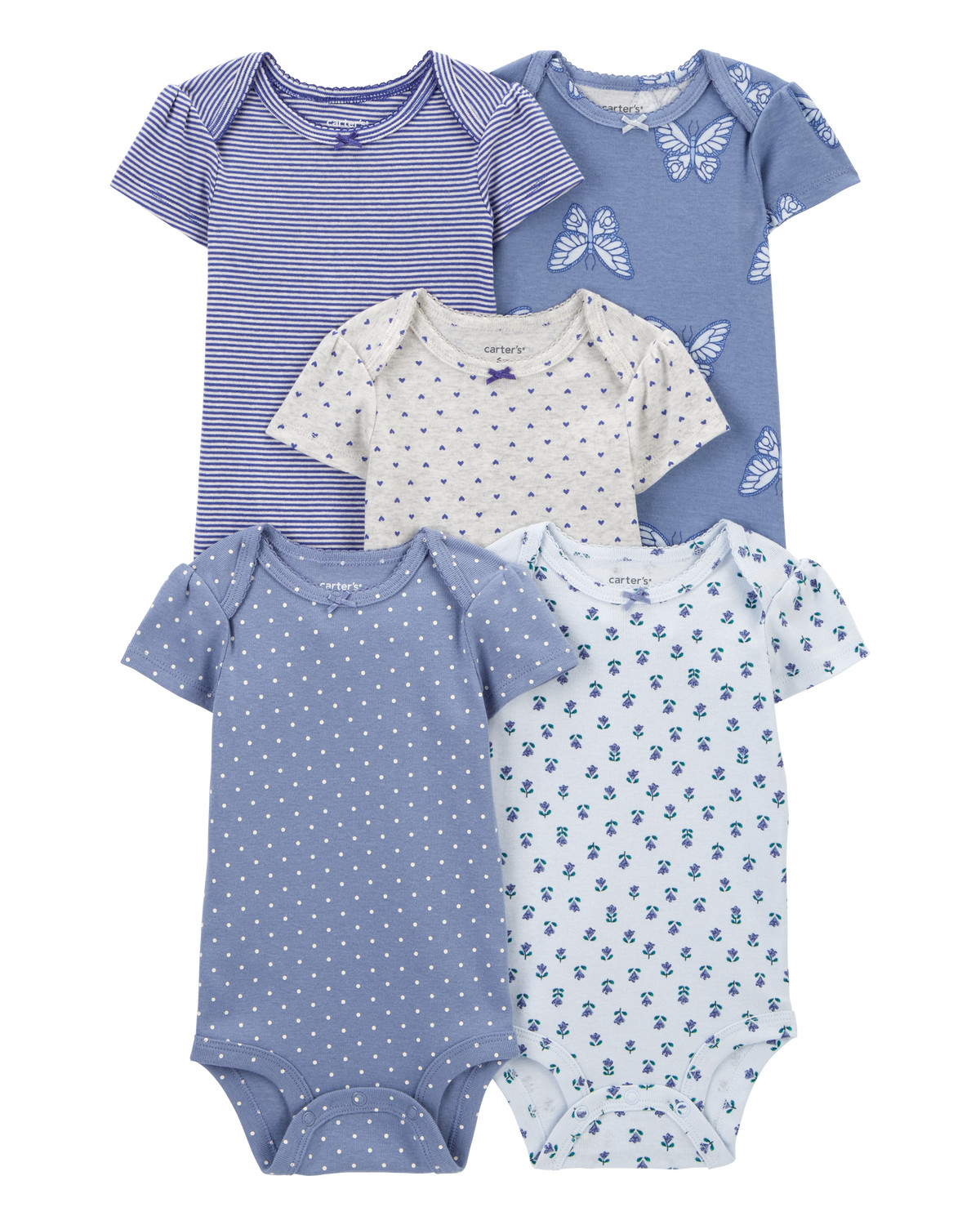 Baby 5-Pack Butterfly Short-Sleeve Bodysuits | Carter's Inc