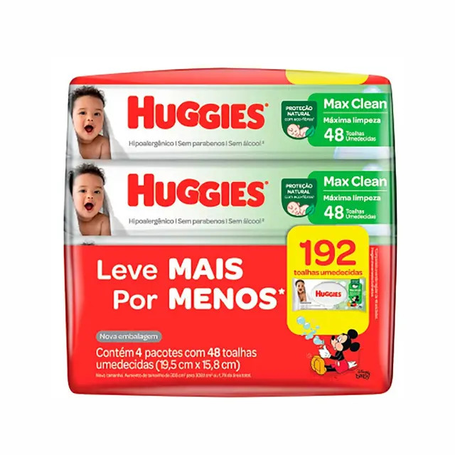 Lenço Umedecido Huggies Max Clean 4 Pacotes em oferta | Droga Raia | DrogaRaia (BR)