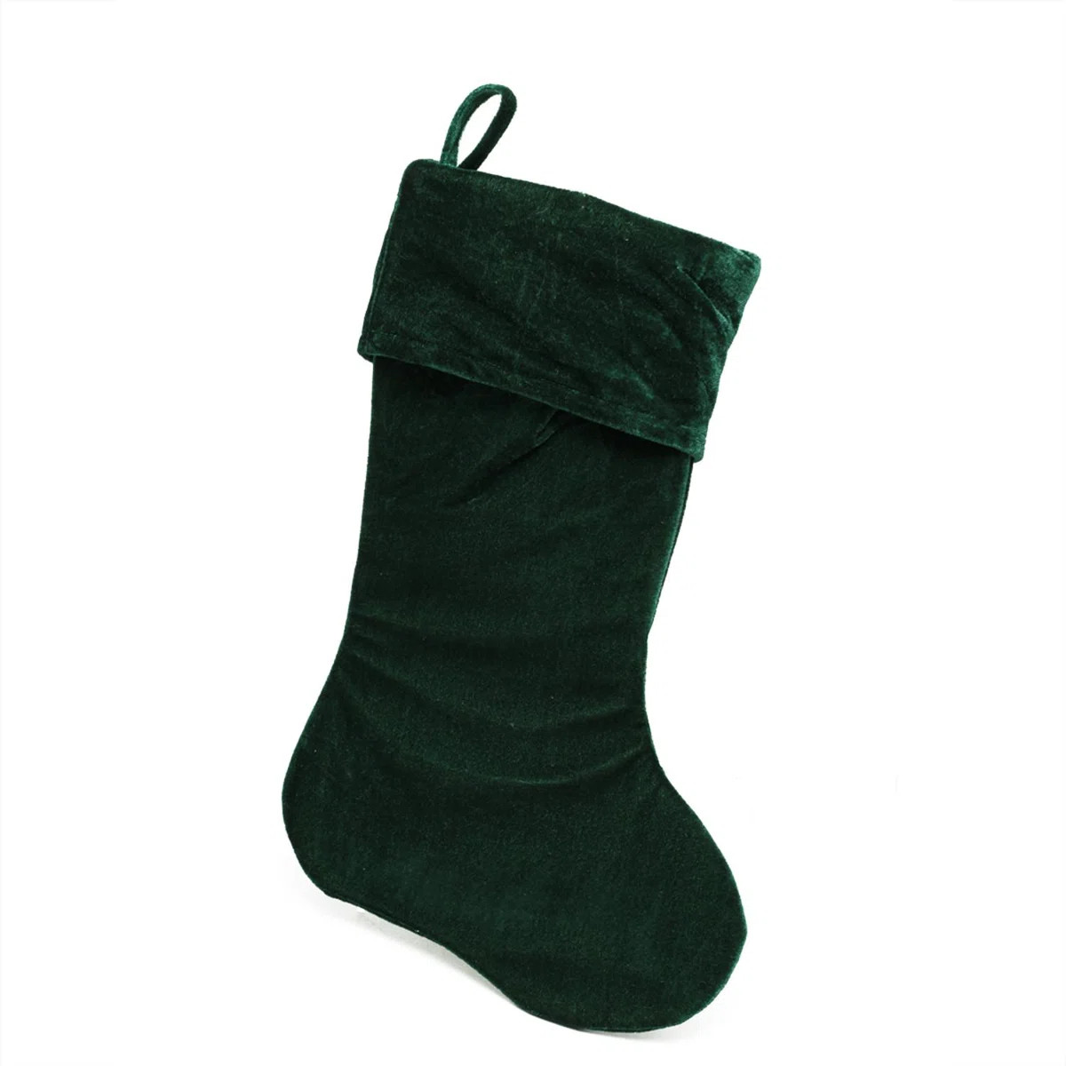 18" Traditional Solid Green Velvet Hanging Christmas Stocking | Wayfair North America
