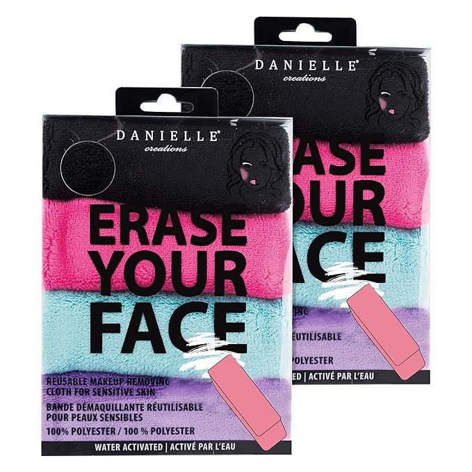 ERASE YOUR FACE Erase Your Face Make Up Removing Cloths, black, blue, pink, purple | Amazon (US)