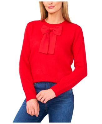 Women's Bow-Trim Crewneck Sweater | Macy's