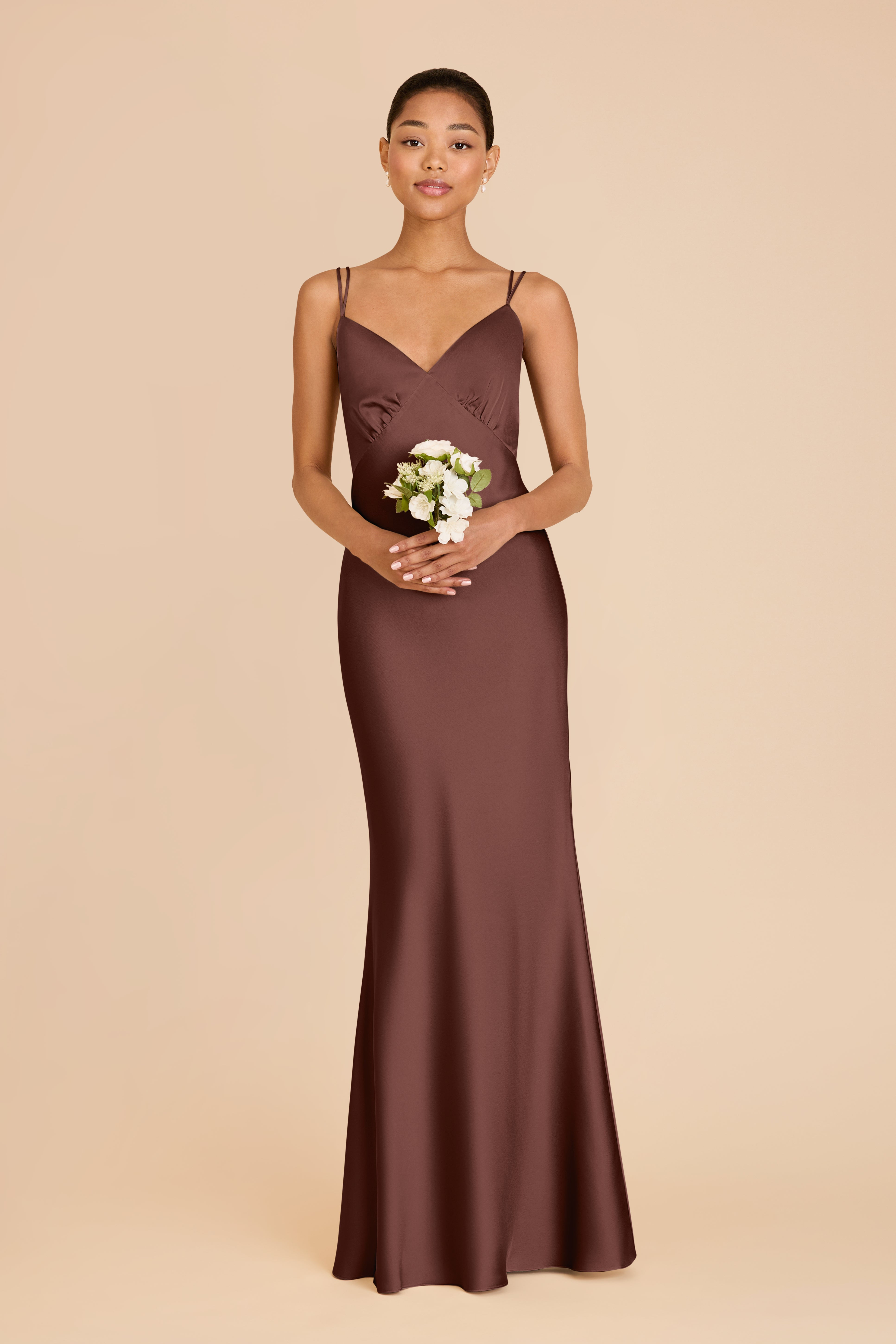 Dasha Chocolate Brown Matte Satin Dress | Birdy Grey | Birdy Grey