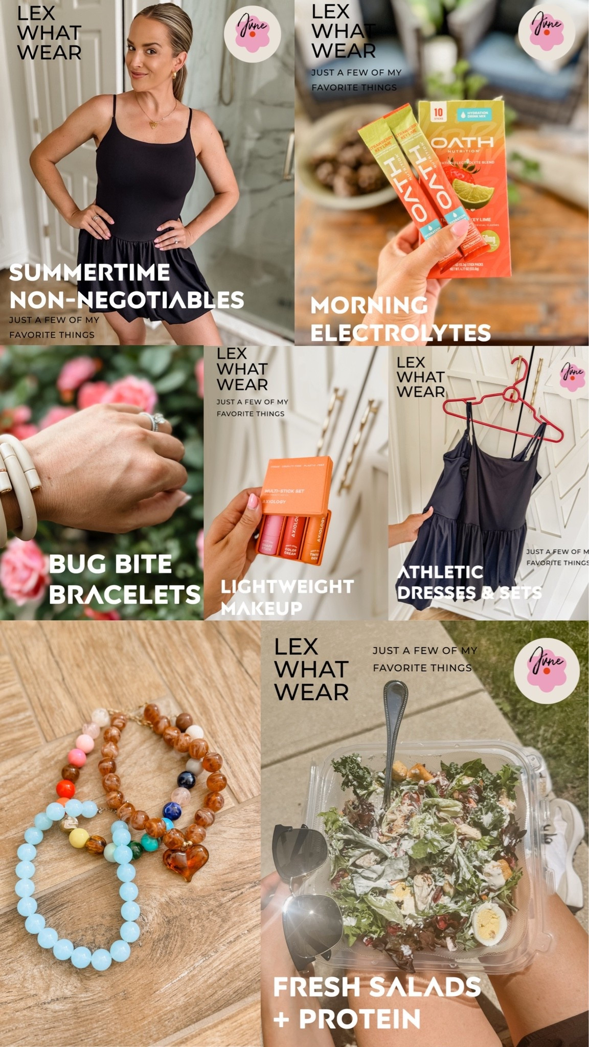 My Summertime Non-Negotiables For June: Easy athletic dresses, bug bite bracelets, lightweight makeup, morning electrolytes, beaded necklaces…

#LTKdayinmylife #LTKmomlife #LTKmorningroutine