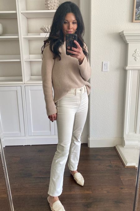 Weekend outfit with my go-to ivory jeans and my Jenni Kayne cotton fisherman sweater. I’m also linking a very similar sweater from Quince that is much more affordable. 

Sizing:
jeans- I’m wearing a 24. I went down a size for the perfect fit. This color is called “vintage canvas”
sweater- I’m wearing a small. 

Spring jeans
Spring sweater 
Spring outfit 
Madewell kick out crop jeans

#LTKstyletip #LTKover40 #LTKSeasonal
